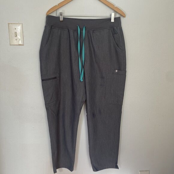 FIGS Kade Cargo Scrub Pants Women’s XL Gray Elastic Waist Drawstring Set of 2 - Picture 11 of 11